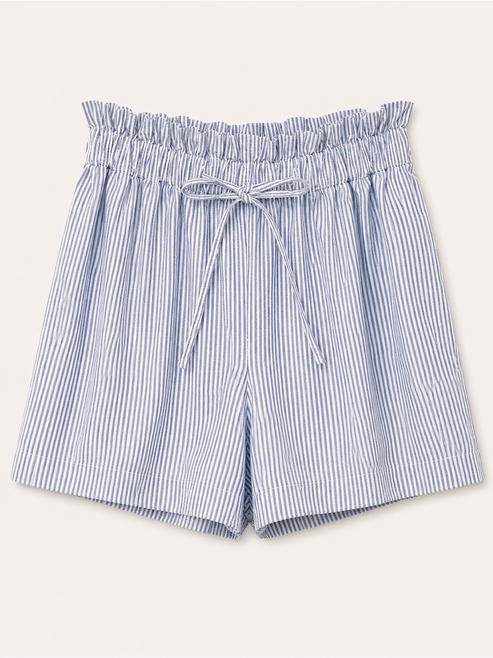 Sophie Rue Light Blue Pinstripe High-Waist Paperbag Shorts